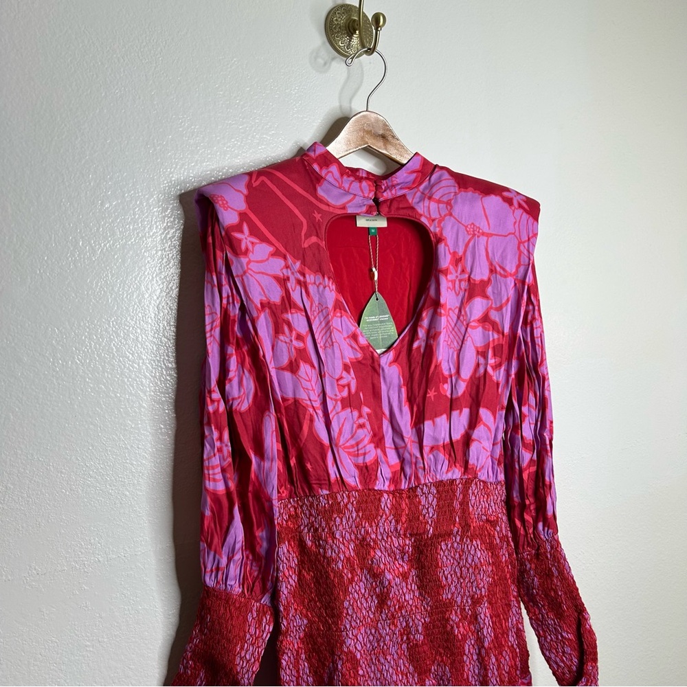 NWT Farm Rio Living Nature Heart Cutout Smocked Mini Dress Size Medium - Picture 8 of 16